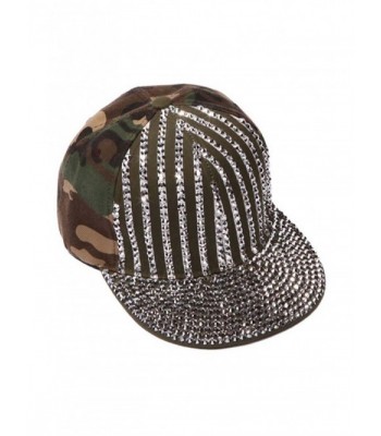 ChicHeadwear Womens Sequined Striped Baseball Cap - Camo - CU12I3TKKM9