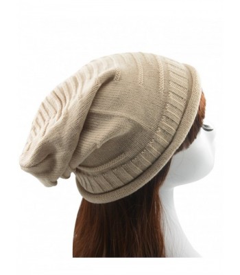 Century Star Women's Warm Chunky Soft Stretch Cap Slouchy Baggy Beanie - Beige - CH12K8VPAL5