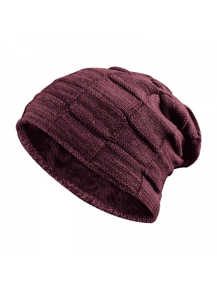 ONSON Trendy Warm Winter Slouchy Stretch Cable Knit Beanie Oversized Slouch Hat - Stay Warm & Stylish - Red - C8188DMOW9E