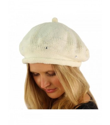 Winter Rhinestone French Basque Hat in Women's Berets
