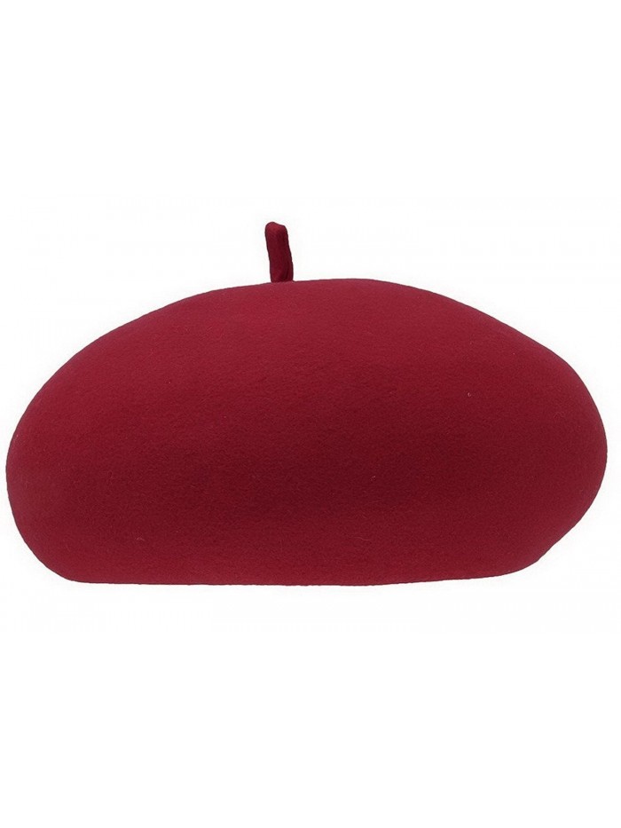 ACVIP Womens French Style Beret Hat Wool Warm Beanie Cap - Wine Red - C9125Q0KDRP