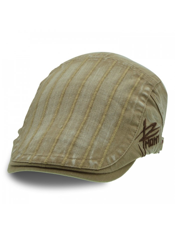 UPhitnis Cotton newsboy Hats | Stripe- Camo- Check | Stylish IVY Flat Cap For Men & Women - Deep Beige-a - CT185EAH9L0