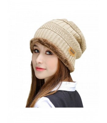 HindaWi Winter Women Slouchy Beanie - Hat (Beige) - C6189LWAAGQ