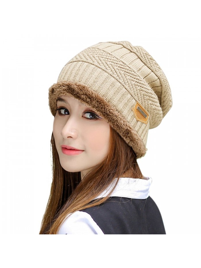 HindaWi Winter Women Slouchy Beanie - Hat (Beige) - C6189LWAAGQ HindaWi Winter Women Slouchy Beanie - Hat (Beige) - C6189LWAAGQ