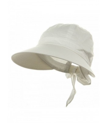 Ladies White Wide Brim Cotton Garden Beach Hat w/ Tie Back - C311RBPZ10N