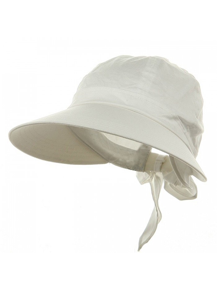 Ladies White Wide Brim Cotton Garden Beach Hat w/ Tie Back - C311RBPZ10N