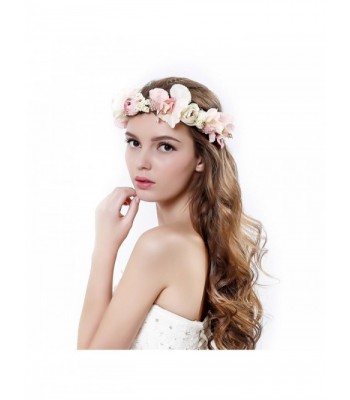 handmade Rose Flower Wreath Crown Halo for Wedding Festivals - Pink - C617YUTZIRR