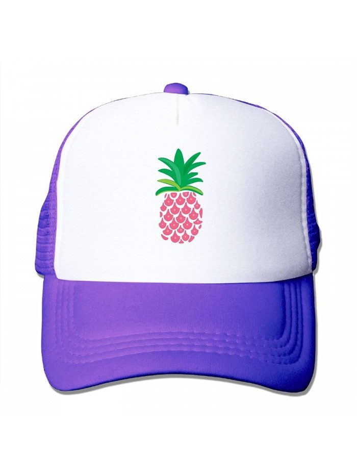 Adult Pink Pineapple Mesh Football Visor Cap Black - Purple - CF187QYW55T