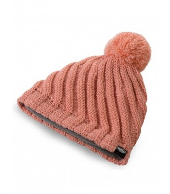 Evony Womens Ribbed Pom Beanie Hat With Warm Fleece Lining - One Size - Light Pink - CD187N934MX