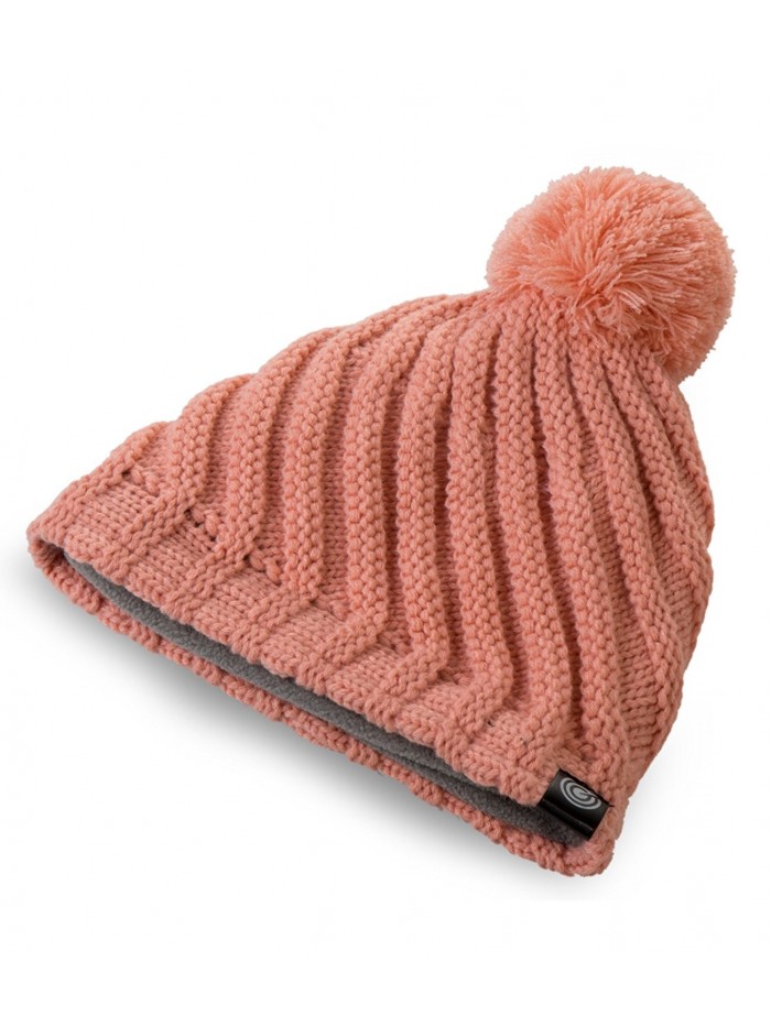 Evony Womens Ribbed Pom Beanie Hat With Warm Fleece Lining - One Size - Light Pink - CD187N934MX