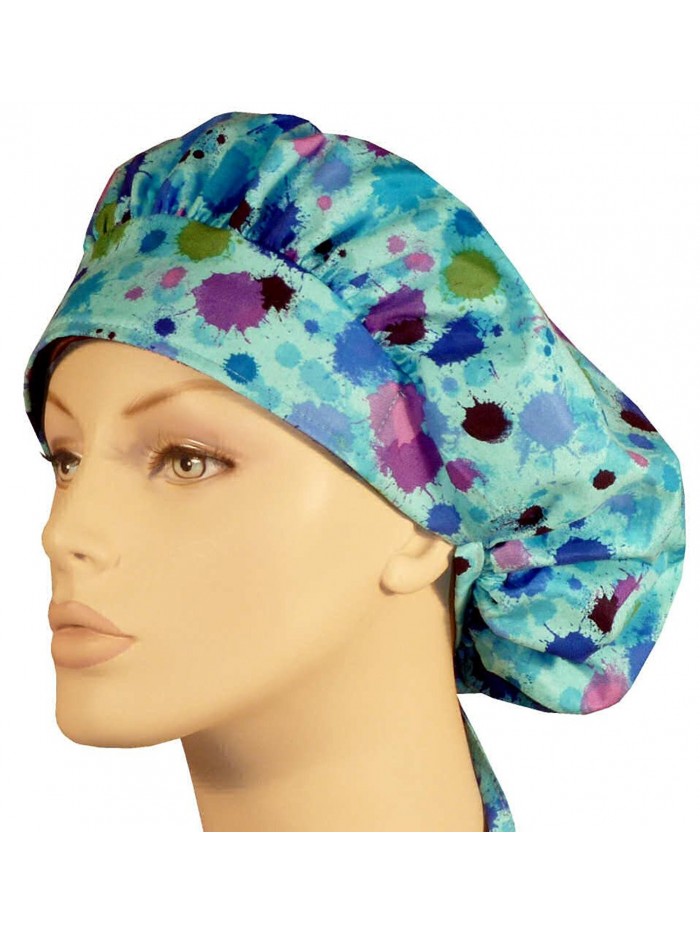 Bouffant Medical Scrub Cap - Splash Paint On Lt. Blue - CL18327AZET