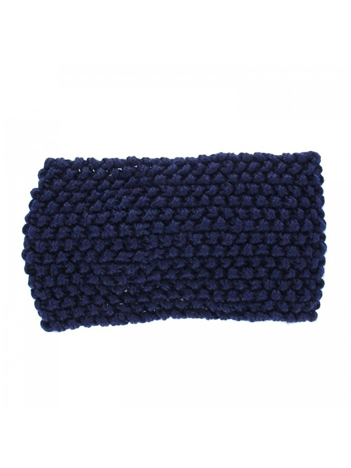 Binmer(TM)Crochet Flower Bow Knitted Hairband Headband Ear Warmer - DarkBlue - CP11THI1N27