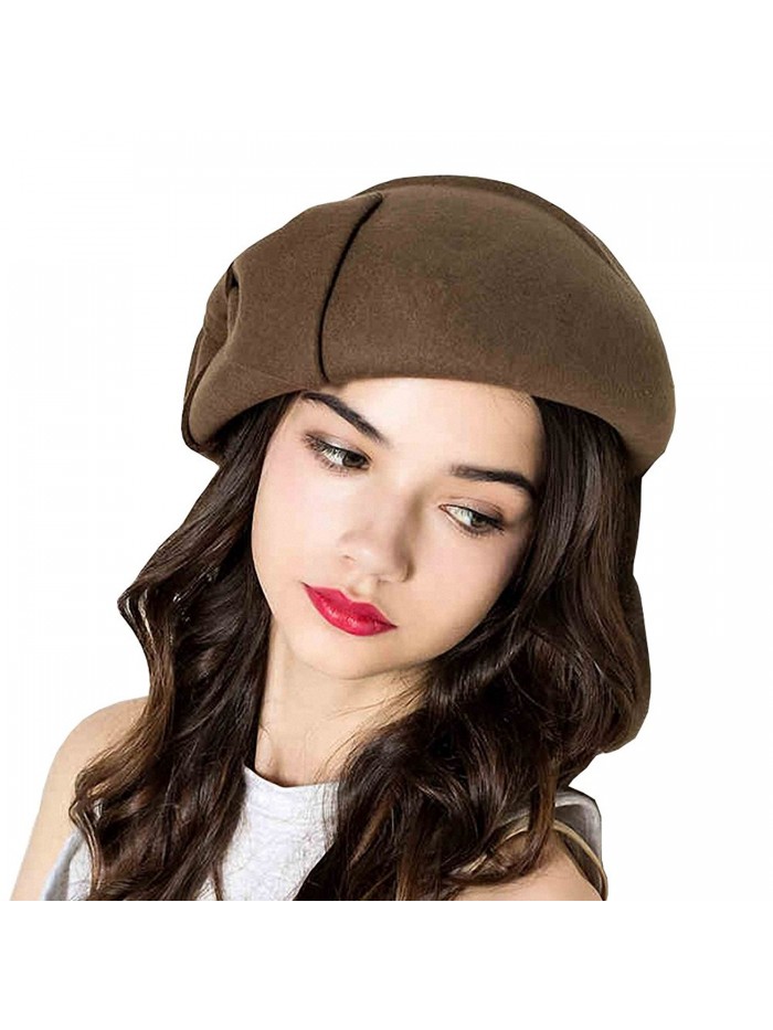 Maitose Women's Decorative Bow Wool Beret Cap - Camel - CN12MCICTAR