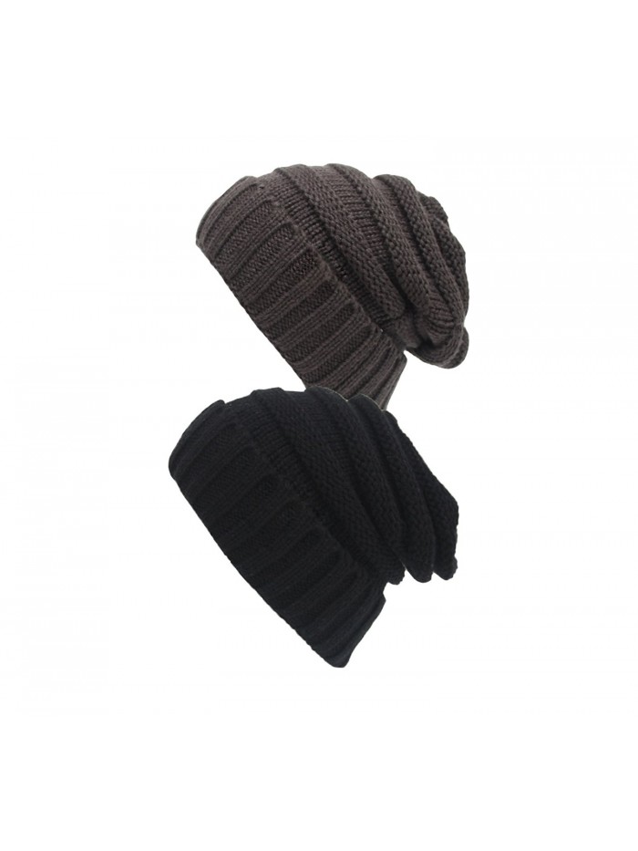 Absolutely Perfect Thermal Knitted Comfort Winter Fashion Beanie Slouchy Hat - New 2pack:black/grey - CH12N3D7MB6