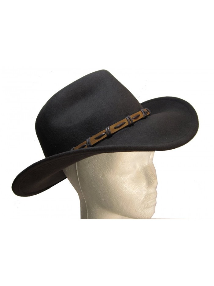 Brown Wool Felt Outback Cowboy Hat with Leather Band by Goal 2020 - CT1181RD69X