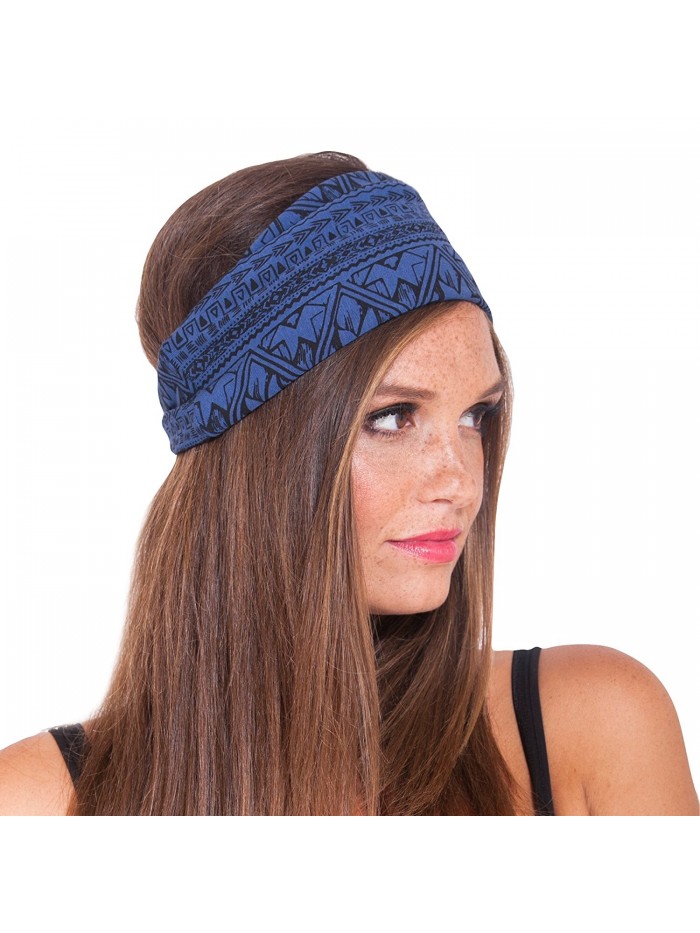 Organic cotton Tribal printed Fleece lined headband-Blue-One Size - Blue - CC11NUA8L6N