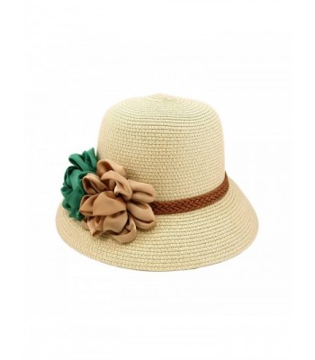 Deluxe Flower Straw Sun Hat - Different Colors & Bands Available - Natural W/ Braided Band - C511DSBPQVN