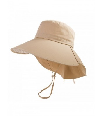 SIGGI Womens Wide Brim Summer Sun Flap Cap Hat Neck Cover Face Mask UPF 50+ - 16007_khaki - CG12HBV9823