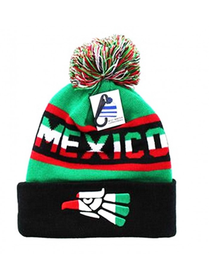Mexico Beanie Pom Pom Ski Winter Cap Hat Cuff Urban wear Mexican Eagle Soccer MX - CK12MZ02QRD