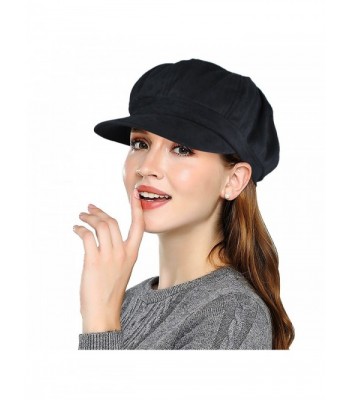 EINSKEY Womens Visor Beret newsboy Cap Velvet Cabbie Hat For Ladies Girls - More Colors - Black - C9184YQCD4K