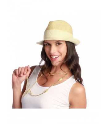 Jackie G Packable Trendy Fedora Sun Hat Natural 50upf - Gold - CE11LRS92P5