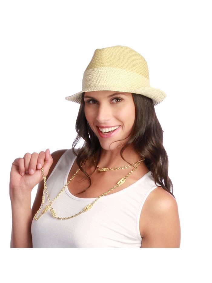 Jackie G Packable Trendy Fedora Sun Hat Natural 50upf - Gold - CE11LRS92P5