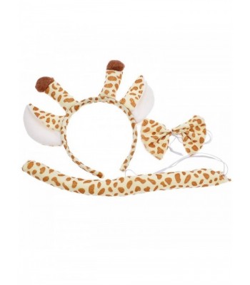 Cosplay Giraffe Ears Headband Tail Bowknot Kit Cute Animal Party Accessories Set - Yellow - CQ1899HNHML