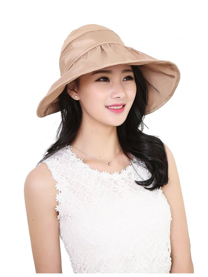 Zgllywr Sun Hats For Women Summer Wide Brim UV Protection Hat - Khaki - CW17YWHTLY6