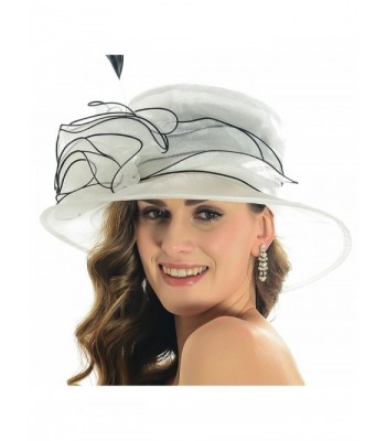 Lady Church Derby Kentucky Formal Event Plume Organza Hat Sm055 (white) - CR11MGQQO8Z