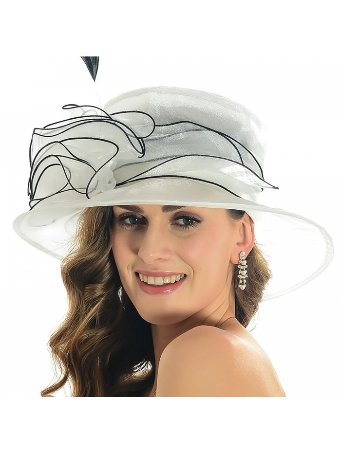 Lady Church Derby Kentucky Formal Event Plume Organza Hat Sm055 (white) - CR11MGQQO8Z