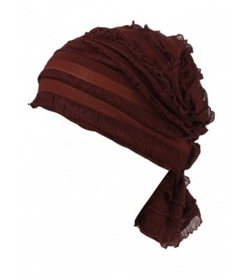 Luccy K Women's Ruffle Chemo Hat Beanie Scarf- Chemo Beanies - Coffee - CL1832YMSOZ