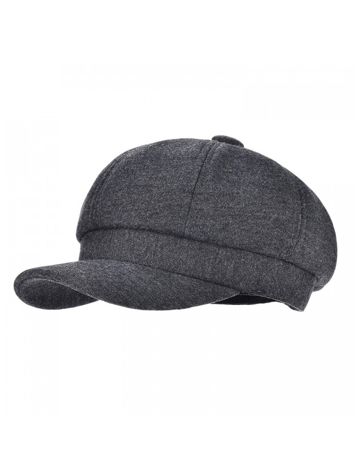 VOBOOM 8 Panel Wool Tweed newsboy Gatsby IVY Cap Golf Cabbie Driving Hat Herringbone - 311-dark Grey - CE18034LYGW