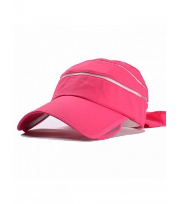 Thenice Women's Wide Brim Sun Visor Quick-Drying Beach Sun Hat - Rose Red - C312FZX0XBJ