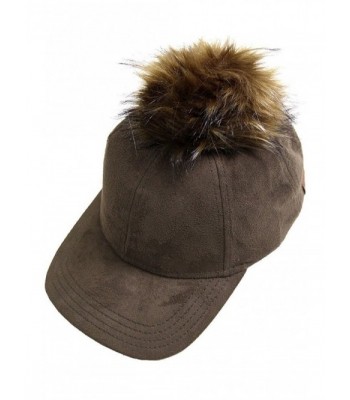 ScarvesMe CC Suede Removable Fur Pom Pom Baseball Cap - Olive - CH12LHKBR4L