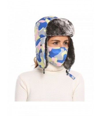 SHINE Unisex Winter Trapper Trooper Russian Hat with Windproof Mask - Pink Camo - C0187R0H7TU