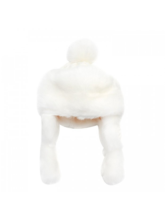 Iridescentlife Christmas Women Hat Wool Warm Cashmere Female Beanie Pom Pom - White D - CE1868R6LIC