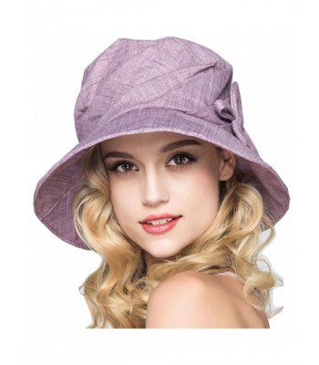 OLEWELL Women's Floppy Foldable Staw Hand Woven Bow UPF 50+ Hat-Hollow-Summer Sun Beach-Wide Brim Cap - Purple - CB18207ZCTL