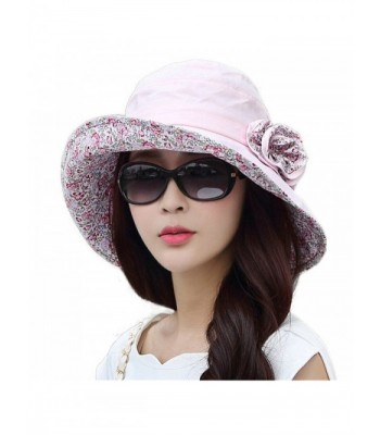 SIGGI Womens UPF50+ Summer Sunhat Bucket Packable Wide Brim Hats w/Chin Cord - 69117_pink - CG12E73Y4DB