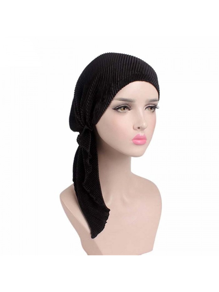 QiaTi Chemo Hat Turban Head Scarf Bandana Pre-Tied Caps Headwear For Women - Black - C9189KSTGTS