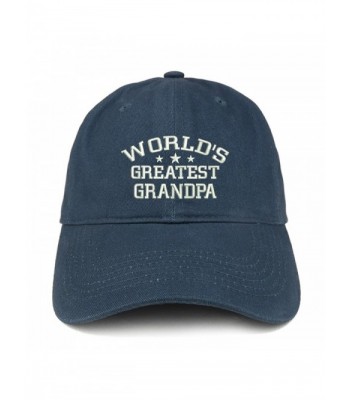 Trendy Apparel Shop World's Greatest Grandpa Embroidered Low Profile Soft Cotton Baseball Cap - Navy - CR184UUNMT5