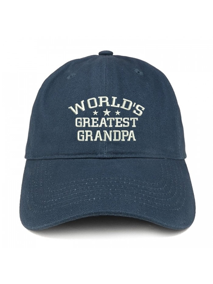 Trendy Apparel Shop World's Greatest Grandpa Embroidered Low Profile Soft Cotton Baseball Cap - Navy - CR184UUNMT5