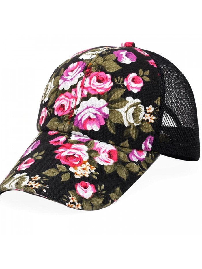 Bestpriceam Fashion Floral Snapback Hip-Hop Hat Flat Peaked Baseball Cap - Black - CS12IYFLC33
