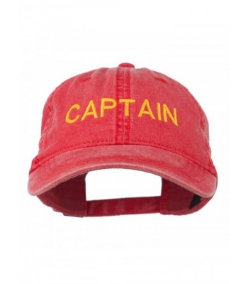 Captain Embroidered Low Profile Washed Cap - Red - CS11MJ3UOBD