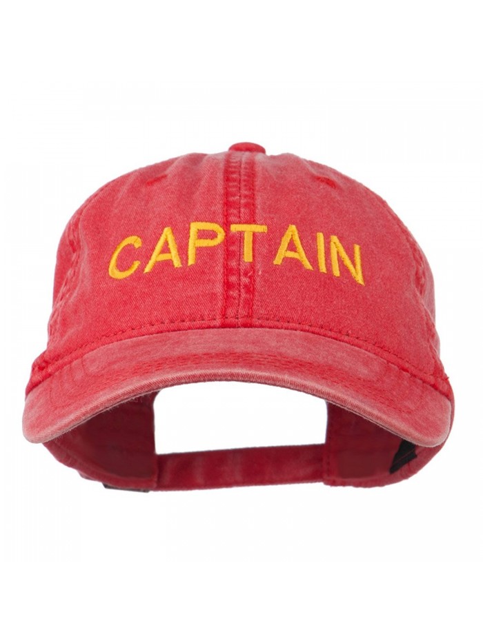 Captain Embroidered Low Profile Washed Cap - Red - CS11MJ3UOBD