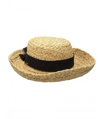 Scala Women's Raffia Hat with Herringbone Bow - Natural - CV117XQ8BP7