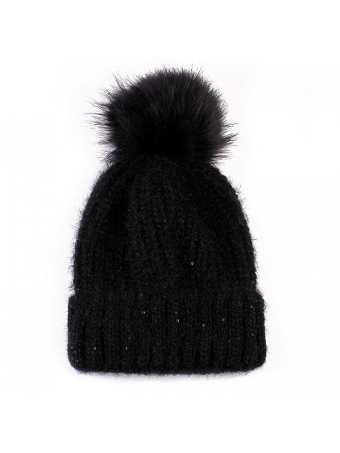 Tuscom Fashion Women Keep Warm Knitted Wool Hemming Hat - Black - CX12N8QOR57