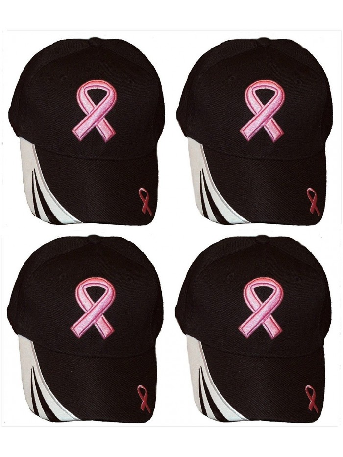 Set Of 4 Breast Cancer Awareness Pink Ribbon Baseball Caps Hats / Pink on Black - CZ11PUVWOZ5 Set Of 4 Breast Cancer Awareness Pink Ribbon Baseball Caps Hats / Pink on Black - CZ11PUVWOZ5