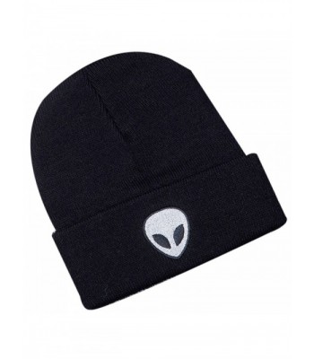 Thenice women's winter wool cap hip hop knitting skull hat - Alien Black - CC12O1JDCQK