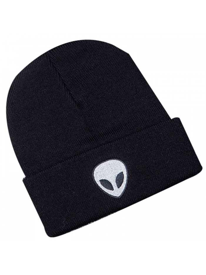 Thenice women's winter wool cap hip hop knitting skull hat - Alien Black - CC12O1JDCQK