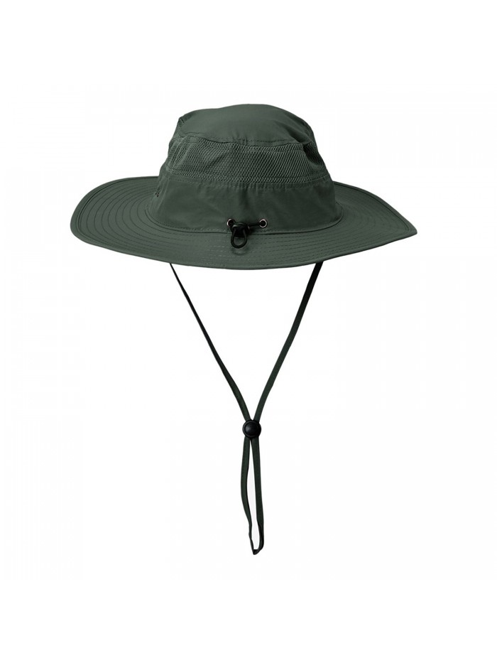 HDE Mens Mesh Bucket Hat Outdoor UV Sun Protection Wide Brim Boonie Fishing Cap - Green - CI184D5LNTU
